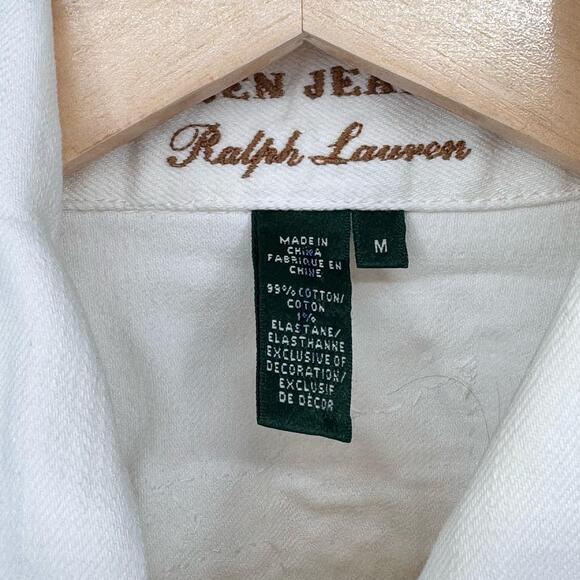 Ralph Lauren Jeans Co. Beaded Off White Denim Jacket Sz M Southwestern Rare VTG - Picture 9 of 10
